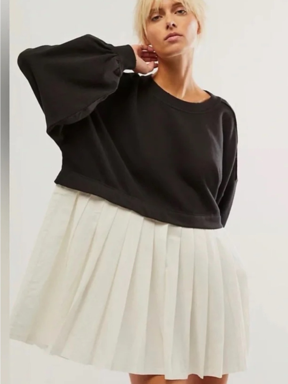 Free People Eleanor heart stitch Pleated dress